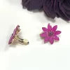 PENDIENTES FLOR FUCSIA CIERRE CLIP - Imagen 2