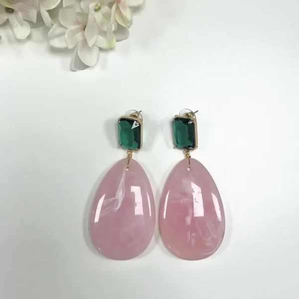PENDIENTES CRISTAL ROSA