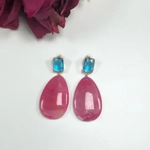 PENDIENTES CRISTAL FUCSIA