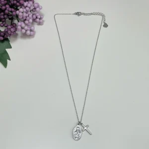 GARGANTILLA CRUZ VIRGEN PLATA