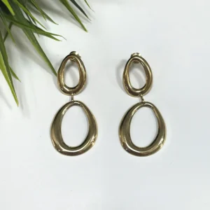 PENDIENTES DUO OVAL DORADO